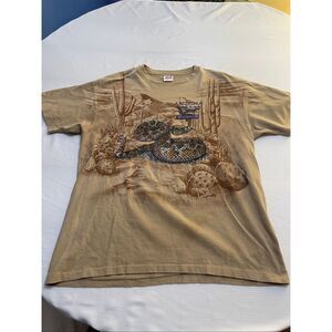 Arizona Rattler Snake Rattlesnake AOP Single Stitch Vintage T-Shirt Size XL
